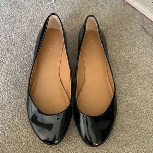J. Crew black patent leather gold heel flats size 7.5